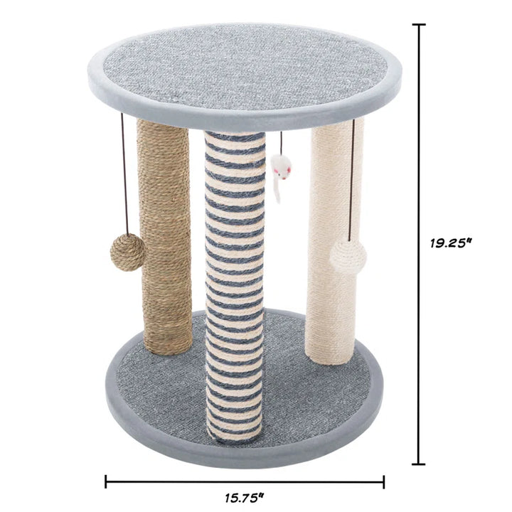Cat Scratching Post - Scratcher Posts with Carpeted Scratch Pad Base and Perch - Furniture Scratching Deterrent for Indoor Cats