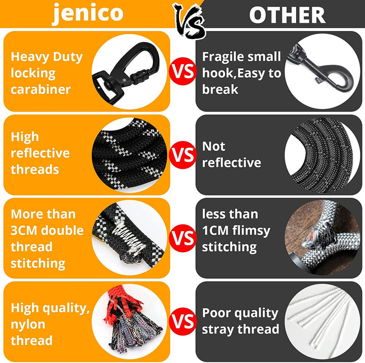 Long Dog Leash 30 FT: Heavy Duty Rope Leashes for Dogs Training with Swivel Lockable Hook Reflective Threads Bungee and Padded Handle - Dog Lead for Large Small Medium Dogs outside Walking Hiking