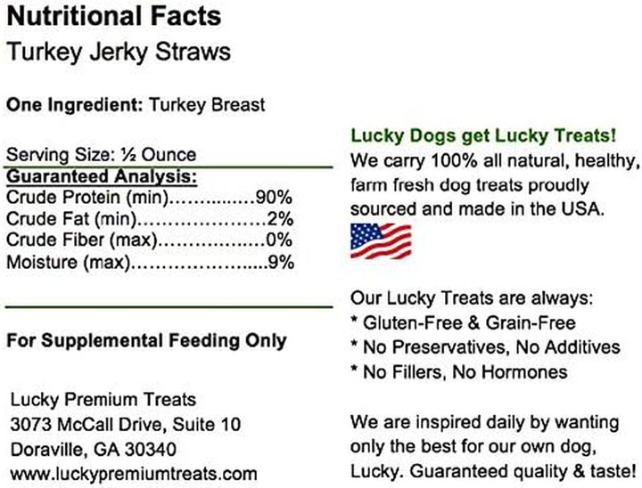 Turkey Jerky Straws – All Natural Turkey Dog Treats, Dog Chews Made with Restaurant Quality Turkey (8 Oz)