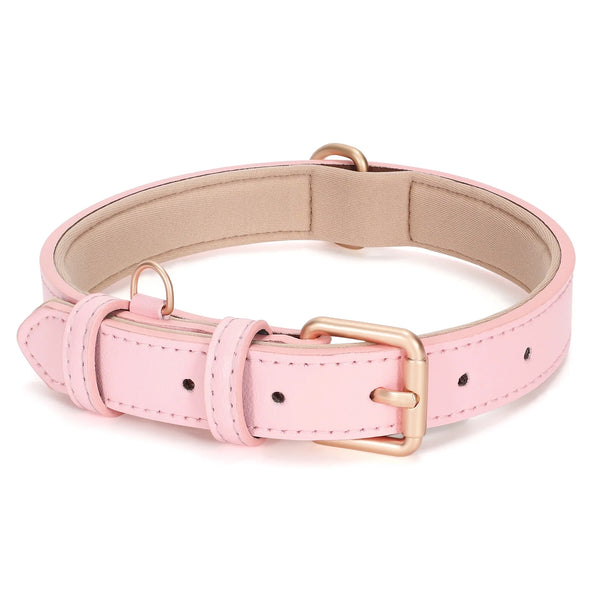 Leather Dog Collar, Soft Padded Dog Collar for Puppy Small Medium Large Dogs