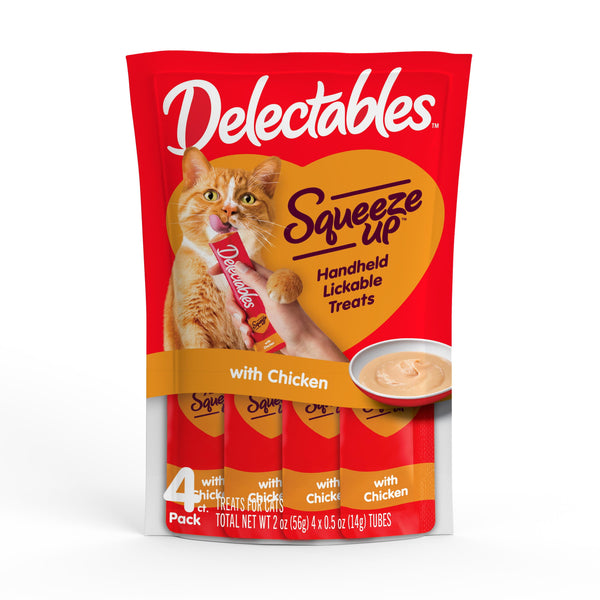 Hartz  Squeeze up Lickable Wet Cat Treats, Chicken Flavor, 2Oz. Bag (4 Pack)