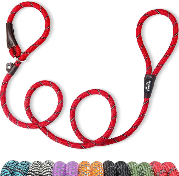 Dog Leash Dog Slip Rope Leash 1/2" X 6FT Dog Training Leash Heavy Duty Strong Slip Lead Highly Reflective Threads for Small Medium and Large Dogs(Red)
