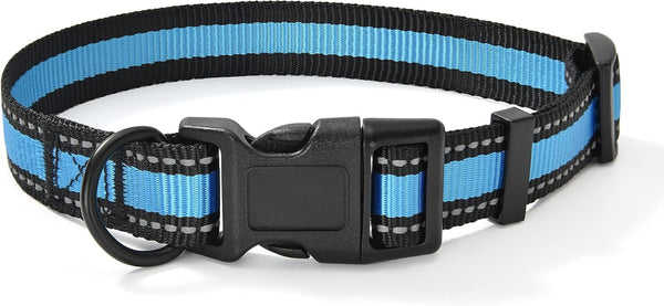 Dog Collar | Reflective 3M Stripe with Nylon Band (Blue/Pink, X-Small (Pack of 2))