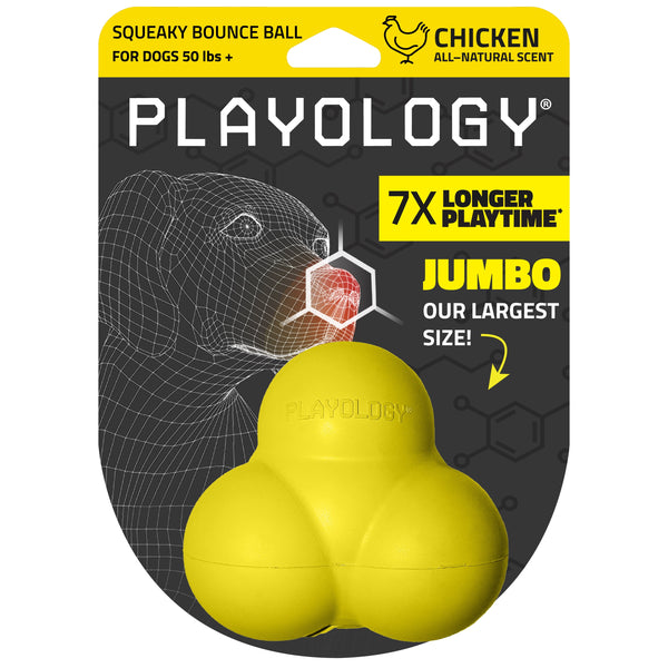 Squeaky Bounce Ball | Engaging All-Natural Chicken Scented Dog Toy | Jumbo Size for Dogs 50Lb and Up