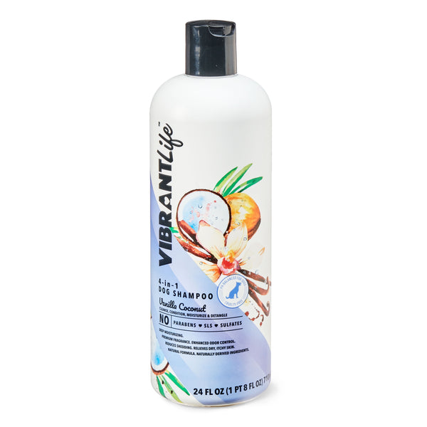 Luxurious 4-In-1 Dog Shampoo - Vanilla Coconut Scent, 24 Fl Oz