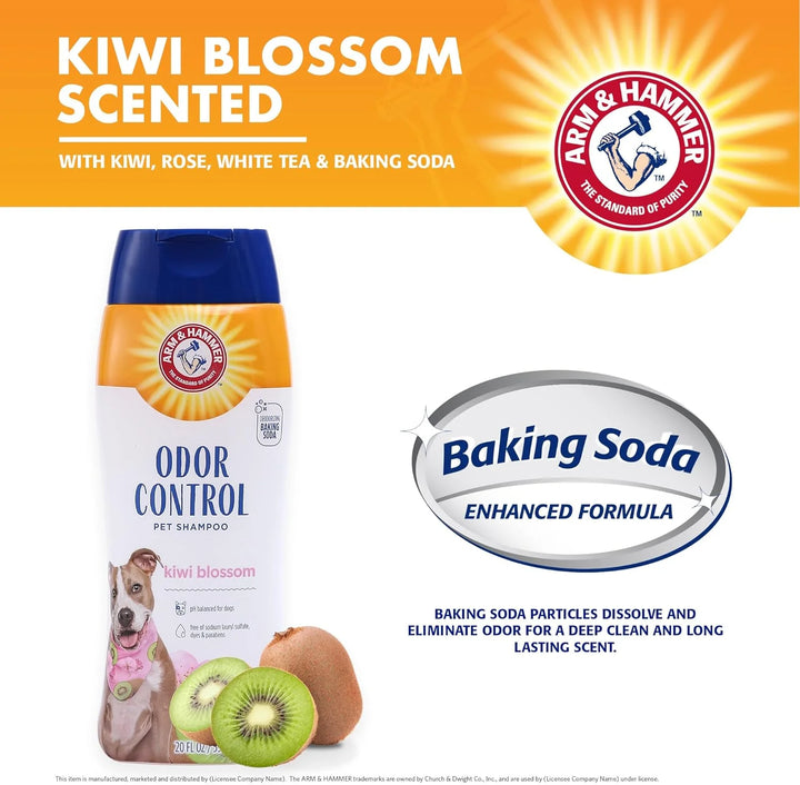 Revitalize Your Pup: 3-Pack Dog Deodorizing Shampoo with Baking Soda & Kiwi Blossom - 20 Oz Each
