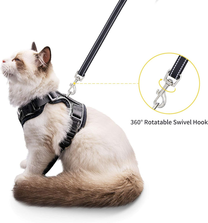 Cat Leash and Harness Set for Walking, Adjustable Breathable Kitten Harness and Leash with Safety Reflective Strap
