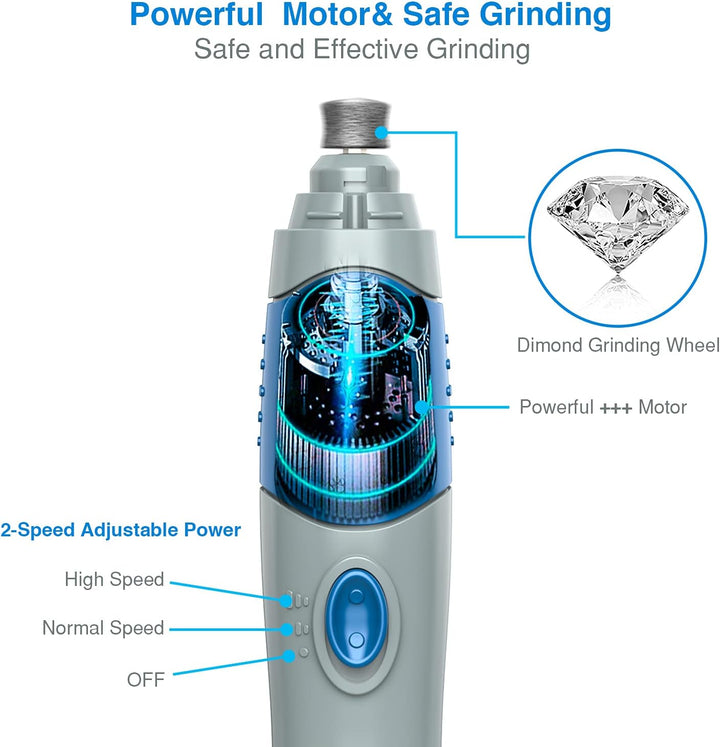 Dog Nail Grinder with LED Lighting & Super Quiet Run,2-Speed Pet Nail Grinder with 2000Mah Li Battery for Small Medium and Large Dogs & Cats,Painless Paws Grooming & Smoothing