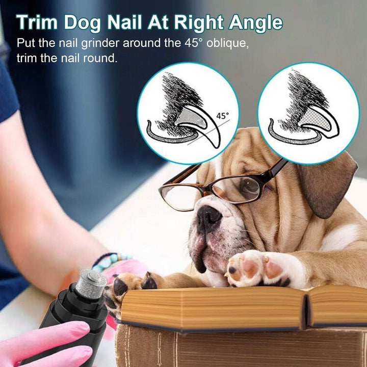 Dog Nail Grinder, Dog Nail Trimmer Rechargeable Pet Nail Grinder Painless Dog Nail Trimmer Two Speeds Grooming Tool for Dogs & Cats (White)