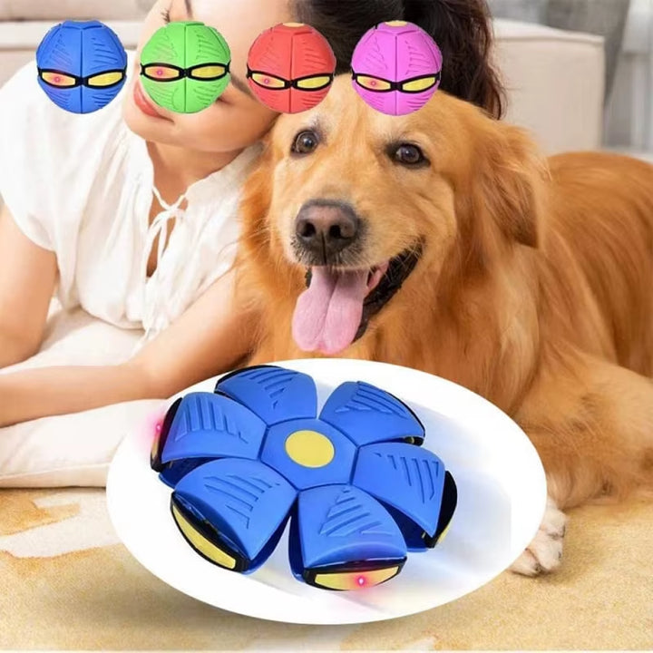 Dog Toys Flying UFO Morph Ball Outdoor Interactive Training Pet Toys Fun Throwing Bouncy Balls Decompression Dog Accessories