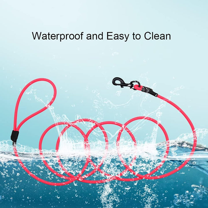 Waterproof Dog Leash Durable Training Lead Outdoor Long Leash 10Ft 15Ft 30Ft for Dog Training,Beach,Yard,Camping,Swimming (15Ft, Pink)