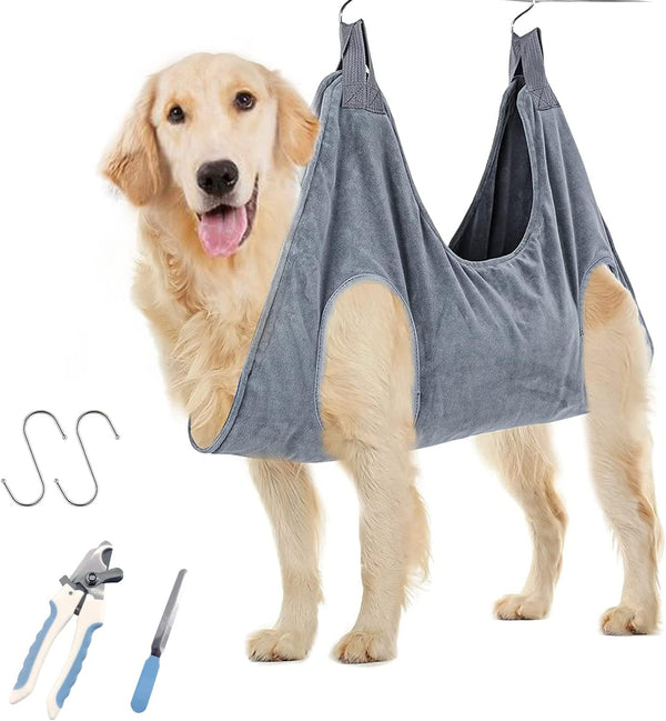 Dog Grooming Hammock, Dog Hammock for Grooming, Pet Hammock Helper for Dog and Cat Nail Trimming, Pet Supplies, Dog Grooming Supplies, Cat Supplies, Bathing Trimming Nail Clipping (M, Grey)