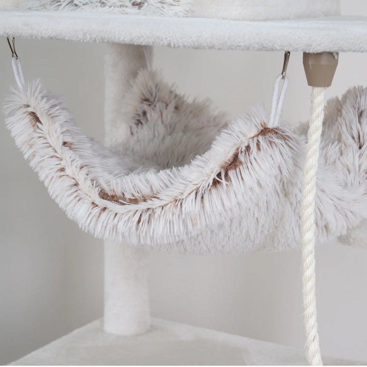 8-Level 72.4" Cat Tree Sanctuary with Condos Hammock Perches Toys, Cream