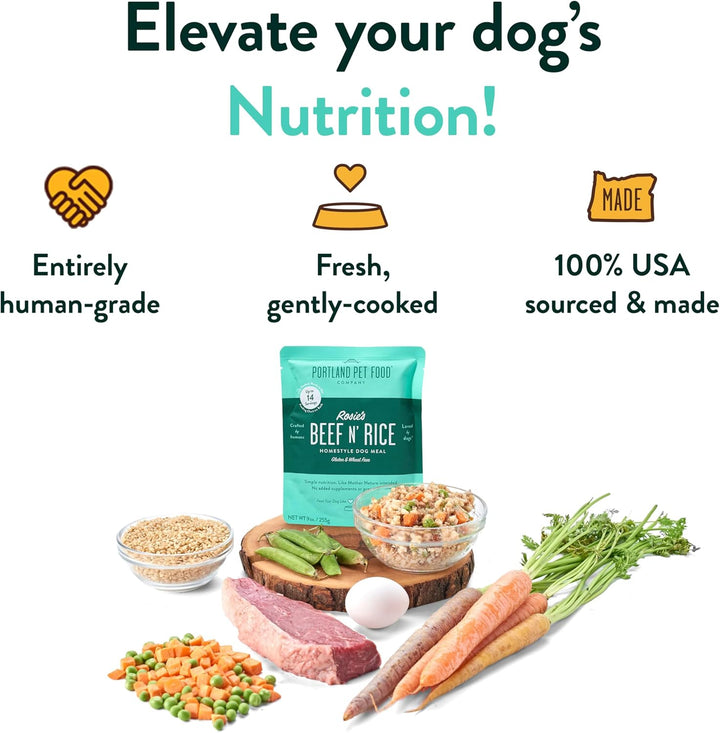 Mixed Wet Dog Food Pouches Variety Pack - Human-Grade, Gluten-Free Dog Food Toppers and Meals for Small and Large Breeds - Fresh Dog Food Made in the USA - 5-Multipack