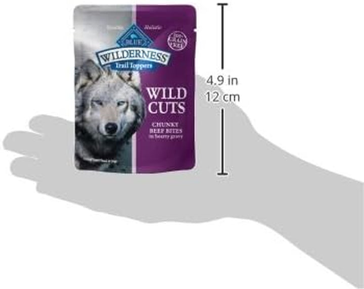 Wilderness Trail Toppers Wild Cuts Wet Dog Food, High-Protein & Grain-Free, Made with Natural Ingredients, Chunky Beef Bites in Hearty Gravy, 3-Oz. Pouches, (24 Count)