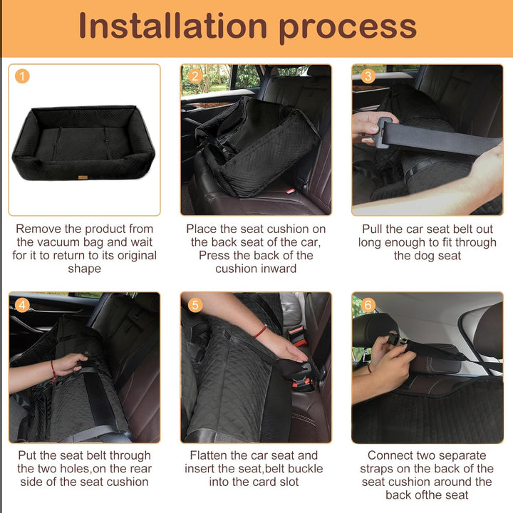 Extra Large Dog Booster Car Seat,For up to 60 Lbs or 2 Small Dog,Inner Thick Height-Boosting Foam Cushion,Effective Seat Back Protection,Soft Short Plush Fabric (Black, Extra Large)