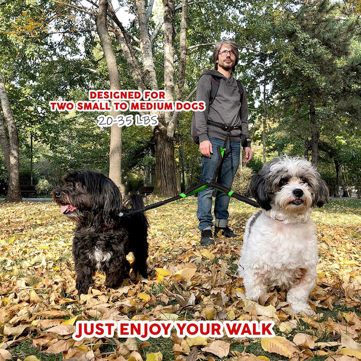 Exquisite Hands-Free Leash for Two Medium Dogs – Perfect for Active Pet Owners – Comfortable, Durable & Ideal for Running, Walking, Hiking – Premium Dual Waist Lead with Bungee – Must-Have Dog Gear