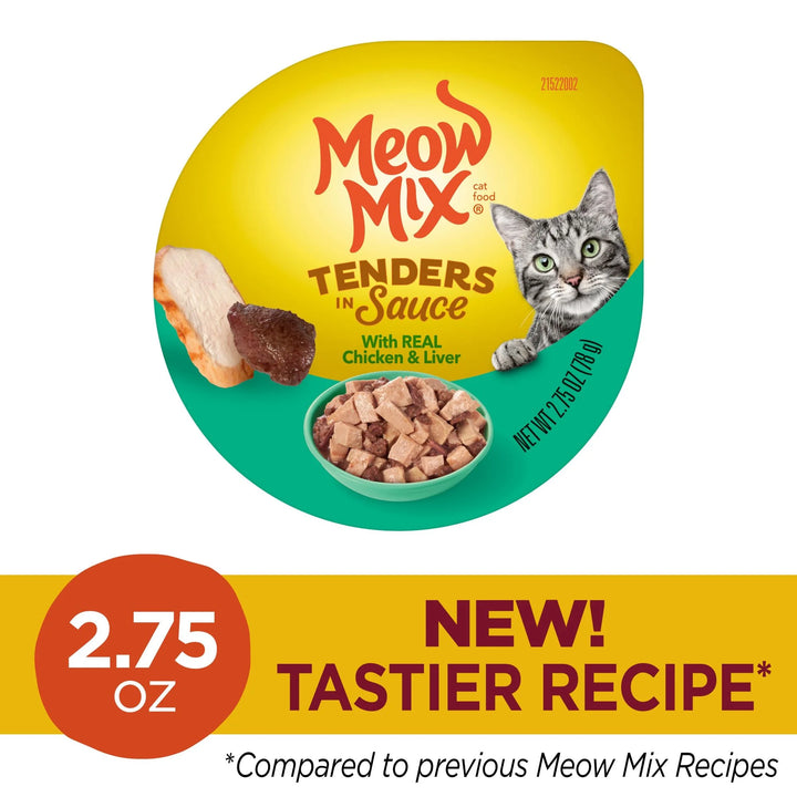 Tenders in Sauce Wet Cat Food with Real Chicken & Liver, 2.75 Oz. Cups, 12 Pack (Packaging and Formulation Updates Underway)