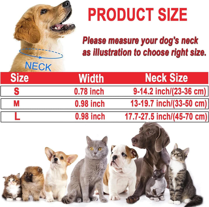 HKEEY Dog Collar, Reflective Nylon Dog Collar with Safety Buckle, Adjustable Pet Collars with Soft Neoprene Padding for Small Medium Dogs13-19.7