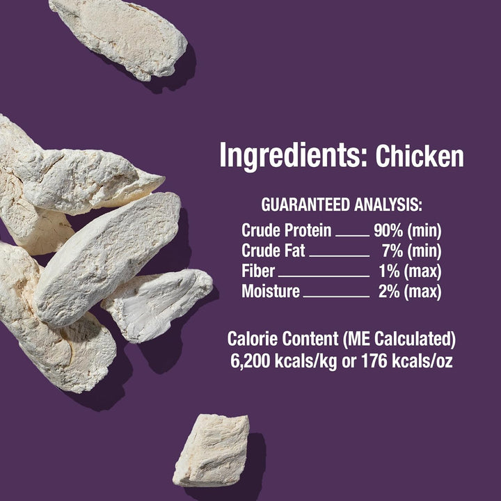 Whole Life Dog Just One Chicken Freeze Dried Dog Treats - Human Grade High Protein Food, Healthy Training Snacks, Freeze Dried Food Toppers, USA Made Natural Treats - 10 Oz (Value Pack of 1)