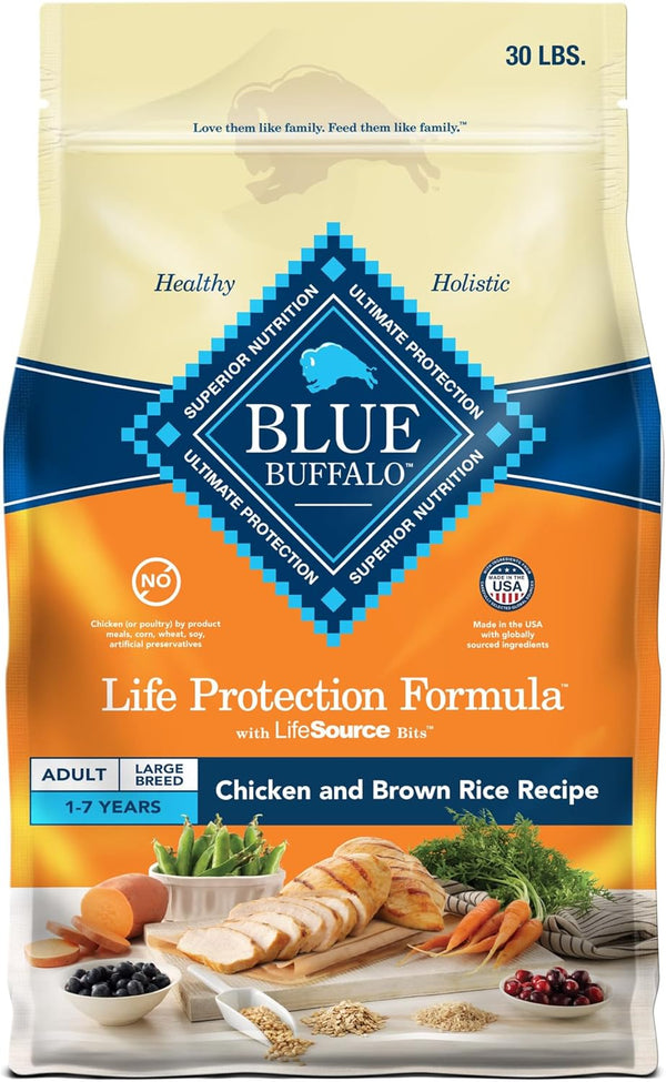 Life Protection Formula Large Breed Adult Dry Dog Food, Promotes Joint Health and Lean Muscles, Made with Natural Ingredients, Chicken & Brown Rice Recipe, 30-Lb Bag