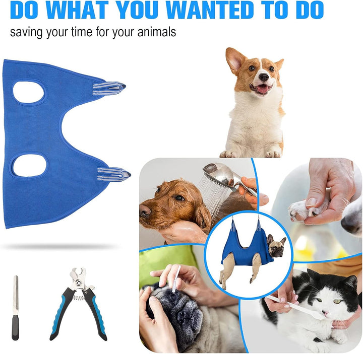 Dog Grooming Hammock Harness for Extra Small Dog, XS Pet Grooming Hammock Dog Nail Hammock with Nail Clippers/Trimmer, Dog/Cat Grooming Sling Holder for Nail Trimming/Clipping
