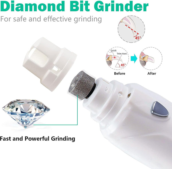 Dog Nail Grinder, Electric Dog Nail Trimmer with 3-Speed, Recharge Pet Nail Trimmer, Paw Smoothing &Grooming, Pet Nail Grinder for Small, Medium and Large Dogs&Cats-Low Noise&Quiet-Bit