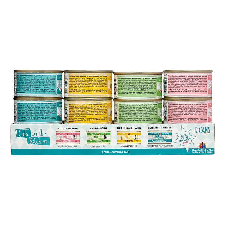 (12 Pack)  Cats in the Kitchen Cuties Variety Pack Grain-Free Wet Cat Food, 3.2 Oz. Cans