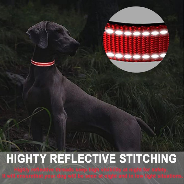 HKEEY Dog Collar, Reflective Nylon Dog Collar with Safety Buckle, Adjustable Pet Collars with Soft Neoprene Padding for Small Medium Dogs13-19.7