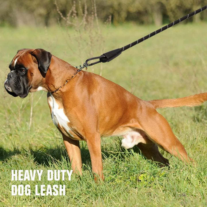 Dog Leash | 6 Foot Reinforced Leashes for Large Breed Dogs | Strong Durable Leash with Sturdy Carabiner Attachment and Comfort Grip Handle to Resist Pulling | Navy Blue