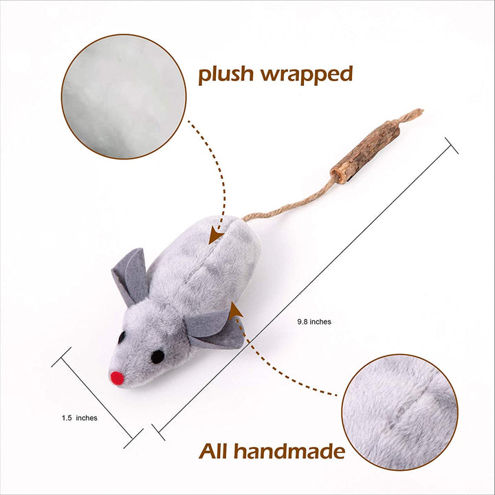 Organic Silvervine Catnip Toys - Plush Cat Chew Interactive Toys (Multicolor 5Pcs Mice) for Indoor Cats & Kittens over 6 Months Old