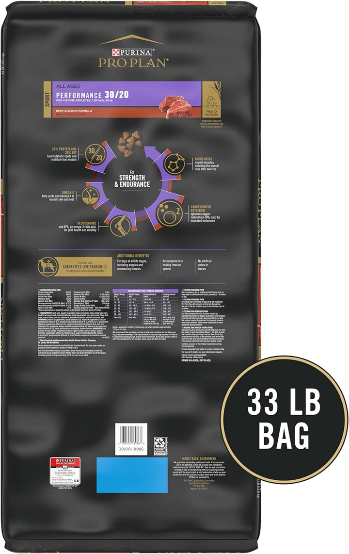 Sport Performance 30/20 Beef & Bison Formula Dry Dog Food - 33 Lb. Bag