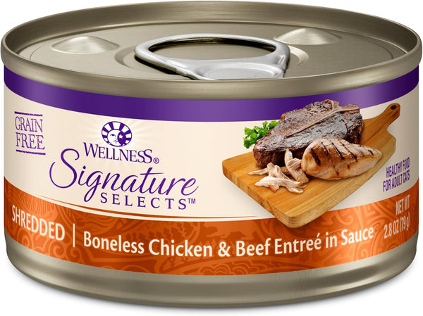 CORE Signature Selects Shredded Adult Wet Cat Food, Natural, Protein-Rich, Grain Free, 2.8 Ounce, 12 Pack (Chicken & Beef Entree)