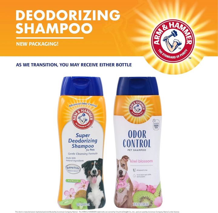 Revitalize Your Pup: 3-Pack Dog Deodorizing Shampoo with Baking Soda & Kiwi Blossom - 20 Oz Each
