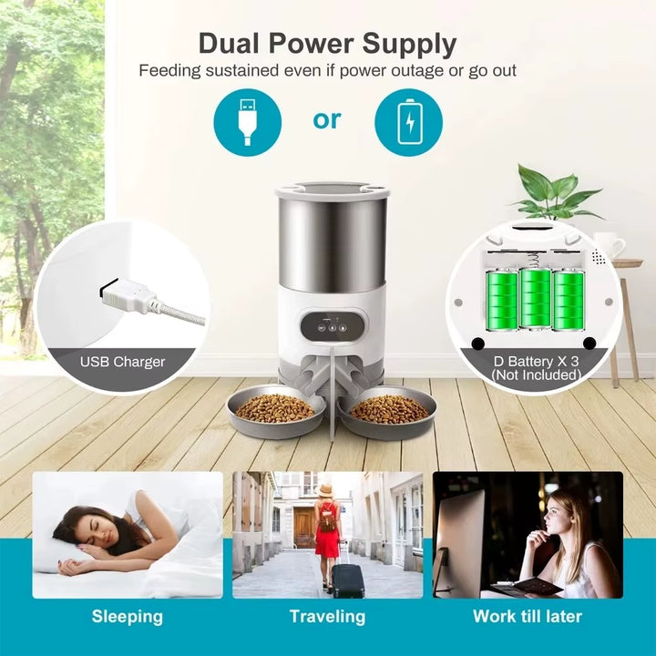 Tuya Smart APP Pet Feeder Cat and Dog Food Automatic Dispenser Suitable for Small and Medium-Sized Cats and Dogs Remote Feeding