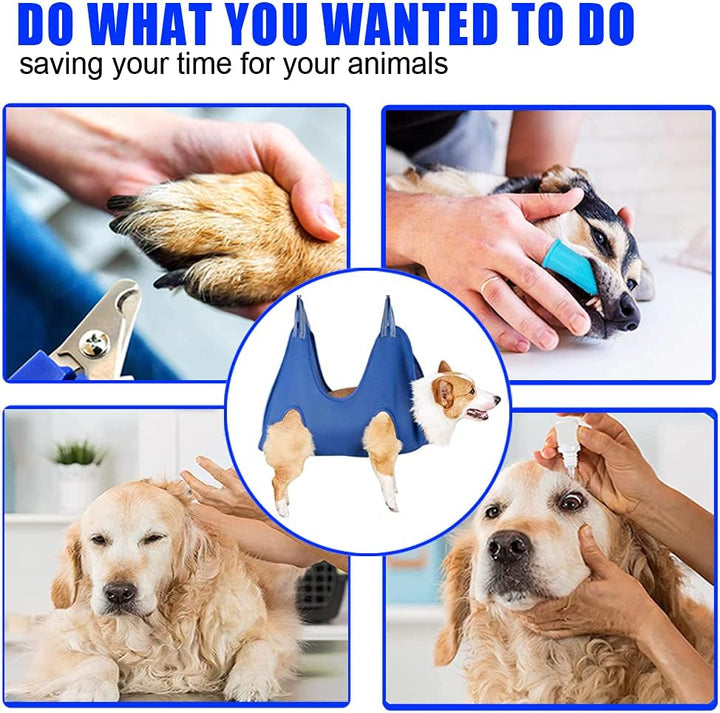 6 in 1 Pet Grooming Hammock Harness for Dogs& Cats, Breathable Dog Hammock Restraint Bag for Medium-Sized Pet, Dog Grooming Helper with Nail Clipper/File for Nail Trimming, Ear/Eye Care