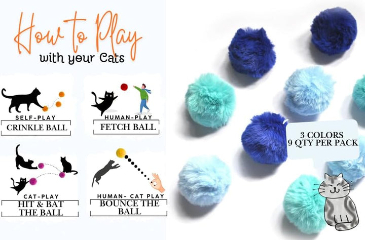 Cat Toys Ball Furry Ball with Rattle Bell Catnip for Cats Easter Gift (Blue (With Bell))