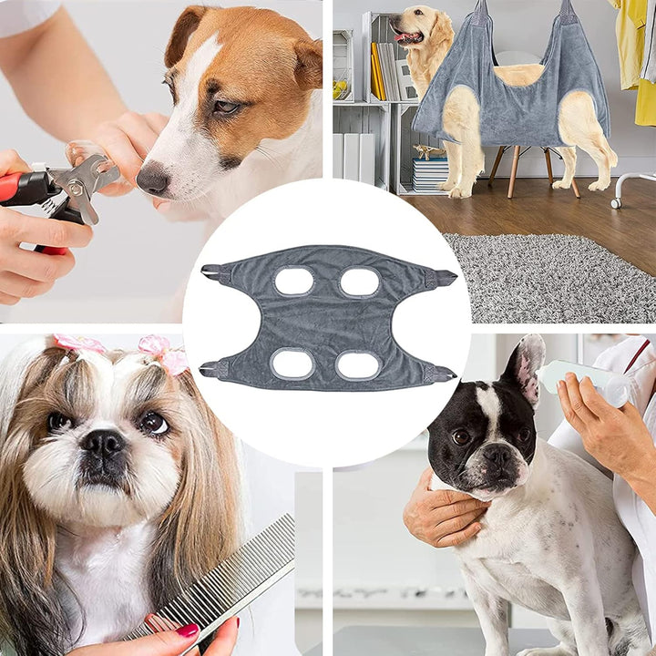 Dog Grooming Hammock, Dog Hammock for Grooming, Pet Hammock Helper for Dog and Cat Nail Trimming, Pet Supplies, Dog Grooming Supplies, Cat Supplies, Bathing Trimming Nail Clipping (M, Grey)