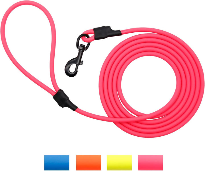 Waterproof Dog Leash Durable Training Lead Outdoor Long Leash 10Ft 15Ft 30Ft for Dog Training,Beach,Yard,Camping,Swimming (15Ft, Pink)